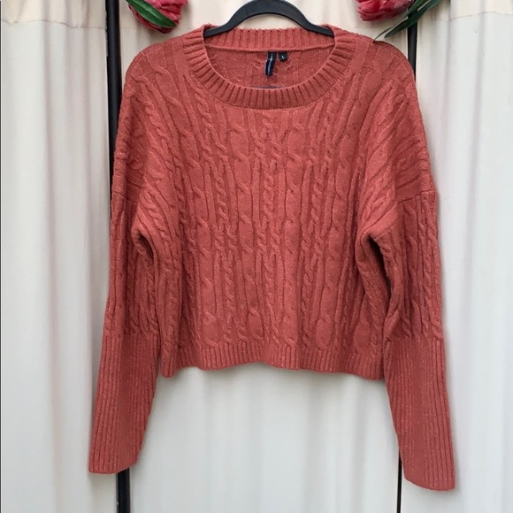 moon & madison Sweaters - MOON&MADISON- PINK/SALMON CROP TOP THICK SWEATER